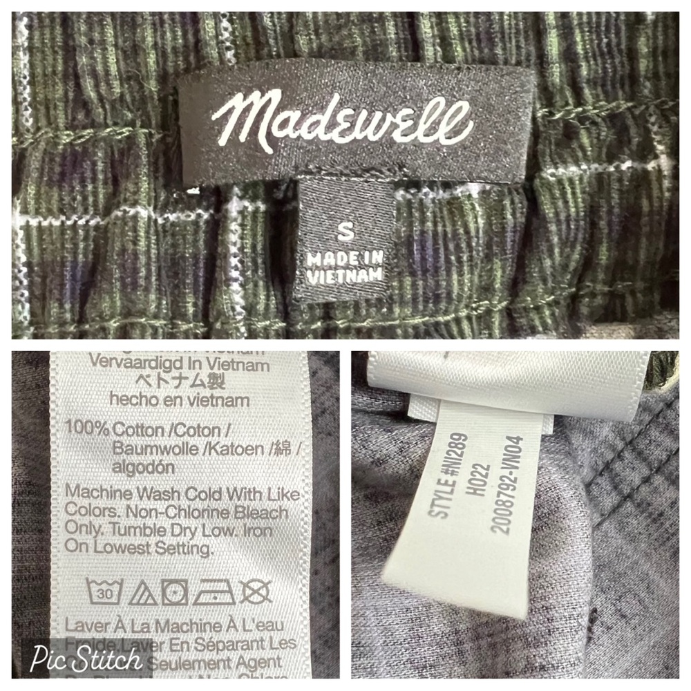 Madewell Dark Green Blue Plaid Corduroy Pull-On Tapered Pants Carpenter Loop S - Picture 14 of 15